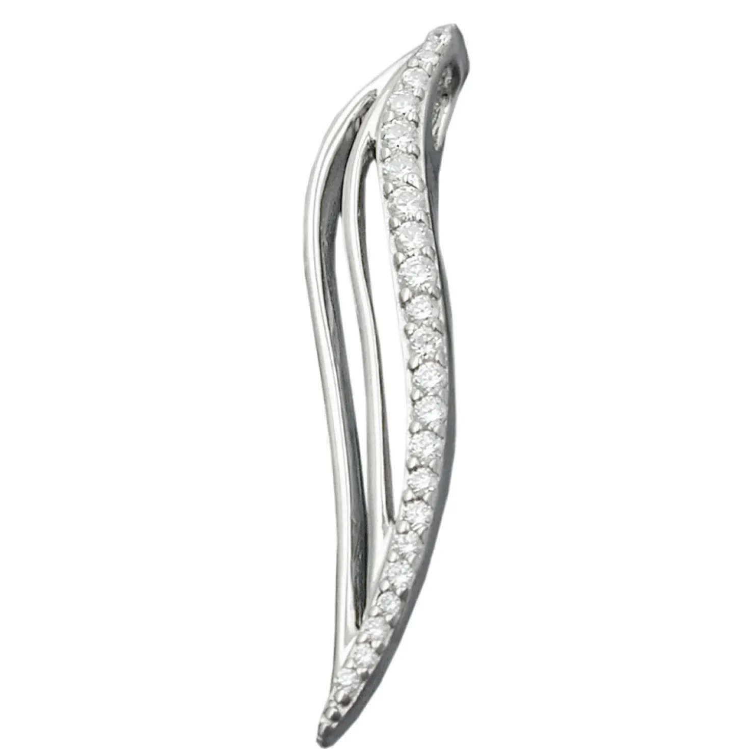 Anhänger aus 925 Silber mit Zirkonia weiß 32x6mm rhodiniert