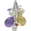 Anhänger aus Süßwasser Perlen Amethyst Citrin Granat Peridot 925 Silber Damen