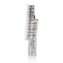 Anhänger aus 750 Weißgold 38 Diamanten Prinzess-Schliff 1,1ct fancy 28,5x6,3mm