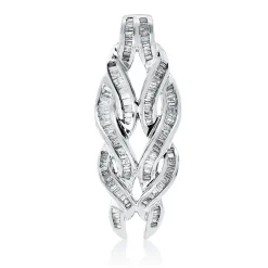 Anhänger aus 750 Weißgold 114 Diamanten Trapez-Schliff 1ct F-PI 33x12,6mm