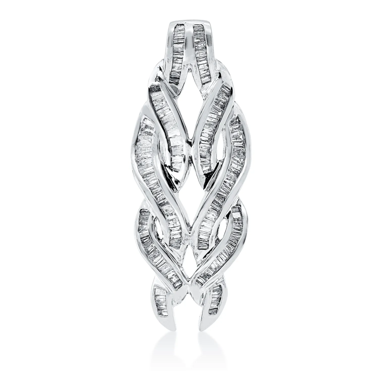 Anhänger aus 750 Weißgold 114 Diamanten Trapez-Schliff 1ct F-PI 33x12,6mm