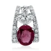 Anhänger aus 750 Weißgold Rubin 0,49ct rot 23 Diamanten 0,23ct 10,6x7,4mm