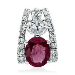 Anhänger aus 750 Weißgold Rubin 0,49ct rot 23 Diamanten 0,23ct 10,6x7,4mm