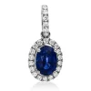 Anhänger aus 750 Weißgold Saphir 0,97ct blau 24 Brillanten 0,2ct TW-SI 17,5x8,2mm