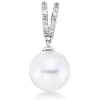 Anhänger aus 750 Weißgold Südsee-Perle 9,5mm weiß 14 Brillanten 0,08ct TW-SI