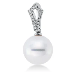 Anhänger aus 750 Weißgold Südsee-Perle 11,5mm weiß 20 Brillanten 0,1ct W-SI