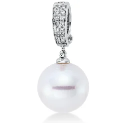 Anhänger aus 750 Weißgold Südsee-Perle 11mm weiß 16 Brillanten 0,1ct W-SI