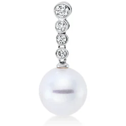 Anhänger aus 750 Weißgold Südsee-Perle 11mm weiß 4 Brillanten 0,22ct W-SI