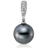 Anhänger aus 750 Weißgold Tahiti-Perle 10mm 18 Brillanten 0,1ct W-SI