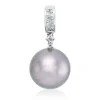 Anhänger aus 750 Weißgold Tahiti-Perle 11,5mm silbergrau 15 Diamanten 0,12ct W-SI
