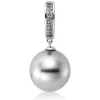 Anhänger aus 750 Weißgold Tahiti-Perle 11,5mm silbergrau mit Diamanten