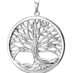 Anhänger Baum Lebensbaum aus 925 Silber mit 7 Zirkonia Halsschmuck