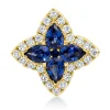 Anhänger Blume aus 750 Gelbgold 5 Saphire 0,39ct blau 24 Brillanten 0,16ct TW-SI