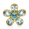 Anhänger Blume aus 750 Gelbgold 6 Topase 4,6ct skyblue 8 Brillanten 0,04ct TW-SI
