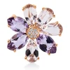 Anhänger Blume aus 750 Rotgold 7 Amethyste 4,2ct pink 7 Brillanten 0,04ct TW-SI