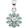 Anhänger Blume hellblau aus 925 Silber rhodiniert mit Zirkonia für Kinder Ø 8,6mm