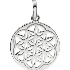 Anhänger Blume Lebensblume Ø17,1mm aus 925 Silber rund flach schlicht glänzend