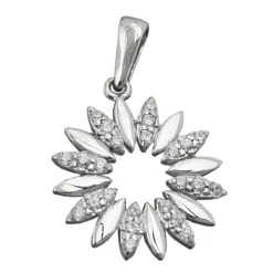 Anhänger Blume mit Zirkonia weiß 14mm 925 Silber Sterlingsilber