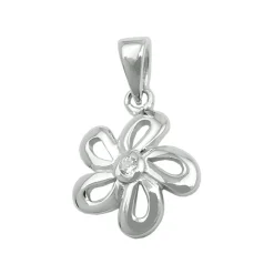 Anhänger Blume 10mm mit Zirkonia aus 925 Silber rhodiniert glänzend Kinder