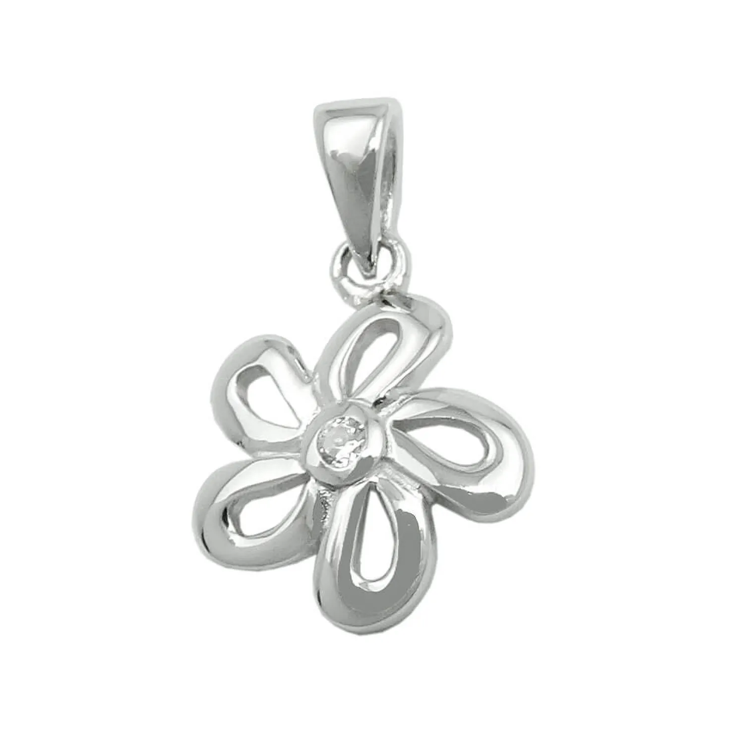 Anhänger Blume 10mm mit Zirkonia aus 925 Silber rhodiniert glänzend Kinder