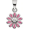 Anhänger Blume rosa aus 925 Silber rhodiniert mit Zirkonia für Kinder Ø 8,6mm