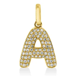 Anhänger Buchstabe A aus 750 Gelbgold 69 Brillanten 0,11ct W-SI 13x7,8mm