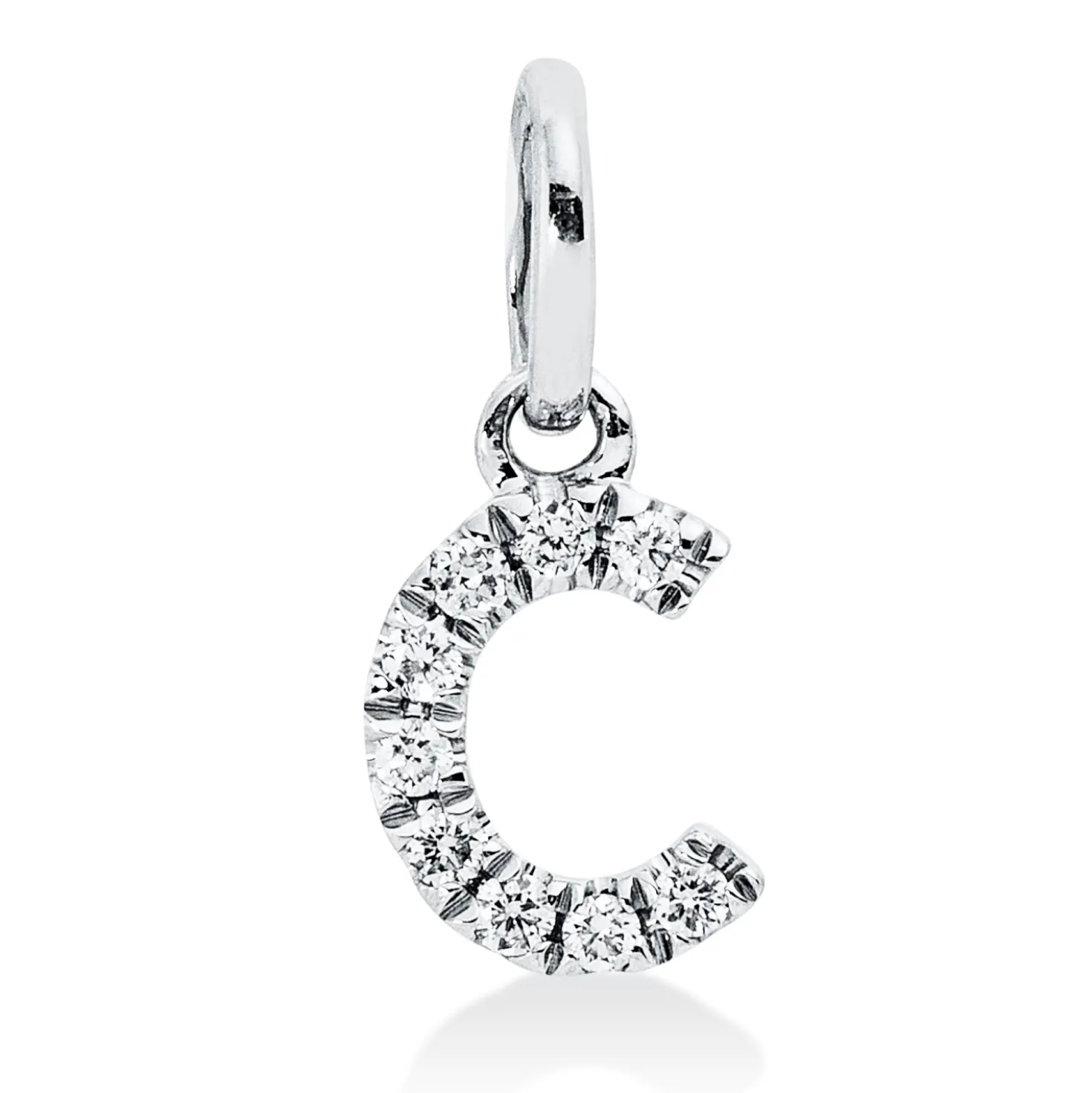 Anhänger Buchstabe C aus 750 Weißgold 9 Brillanten 0,04ct W-SI 9,8x4,3mm mit Öse