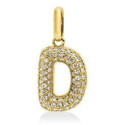 Anhänger Buchstabe D aus 750 Gelbgold 68 Brillanten 0,1ct W-SI 13,5x6,6mm