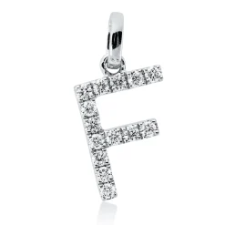 Anhänger Buchstabe F aus 750 Weißgold Brillant 0,15ct TW-SI 15,9x7,6mm