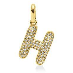 Anhänger Buchstabe H aus 750 Gelbgold 65 Brillanten 0,1ct W-SI 15x10mm