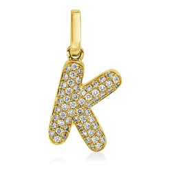 Anhänger Buchstabe K aus 750 Gelbgold 60 Brillanten 0,1ct W-SI 14,5x8,5mm