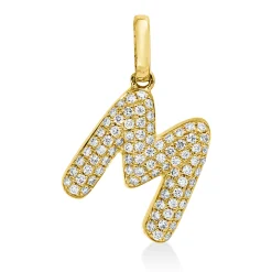 Anhänger Buchstabe M aus 750 Gelbgold 83 Brillanten 0,13ct W-SI 15,5x10,8mm