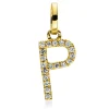 Anhänger Buchstabe P aus 750 Gelbgold 19 Brillanten 0,04ct TW-SI 15x5,1mm mit Öse