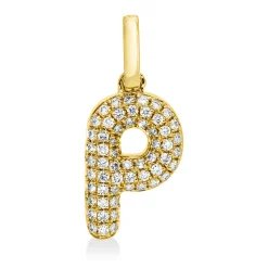Anhänger Buchstabe P aus 750 Gelbgold 58 Brillanten 0,09ct W-SI 13,5x6mm