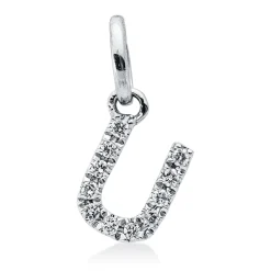 Anhänger Buchstabe U aus 750 Weißgold 11 Brillanten 0,05ct W-SI 6,5x4,8mm