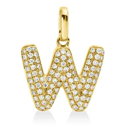 Anhänger Buchstabe W aus 750 Gelbgold 92 Brillanten 0,14ct W-SI 13,5x11,1mm