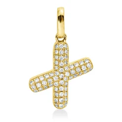 Anhänger Buchstabe X aus 750 Gelbgold 61 Brillanten 0,1ct W-SI 14,8x9mm