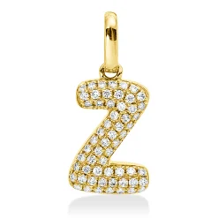 Anhänger Buchstabe Z aus 750 Gelbgold 58 Brillanten 0,09ct W-SI 13,7x6mm