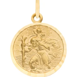 Anhänger Christophorus Medaille Ø 16,1mm aus 333 Gold Gelbgold mattiert