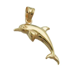 Anhänger Delfin Delphin 18x8mm aus 9Kt 375 Gold Gelbgold glänzend