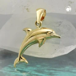 Anhänger Delfin Delphin 18x8mm aus 9Kt 375 Gold Gelbgold glänzend