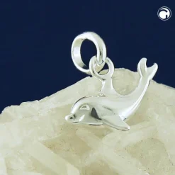 Anhänger Delfin Delphin 12x7mm aus 925 Silber glänzend Kinder