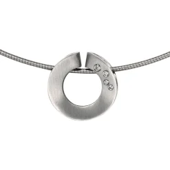 Anhänger durchbrochener Kreis Diamanten 0.06Ct W/SI Brillanten 950 Platin