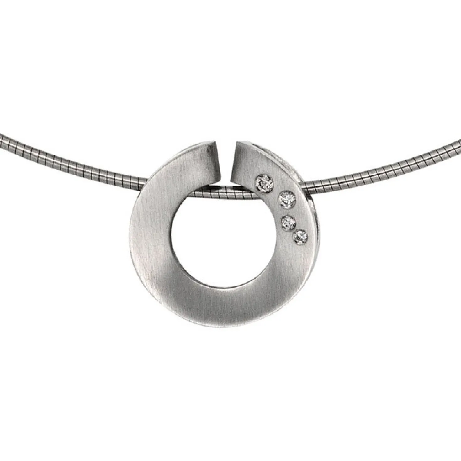 Anhänger durchbrochener Kreis Diamanten 0.06Ct W/SI Brillanten 950 Platin