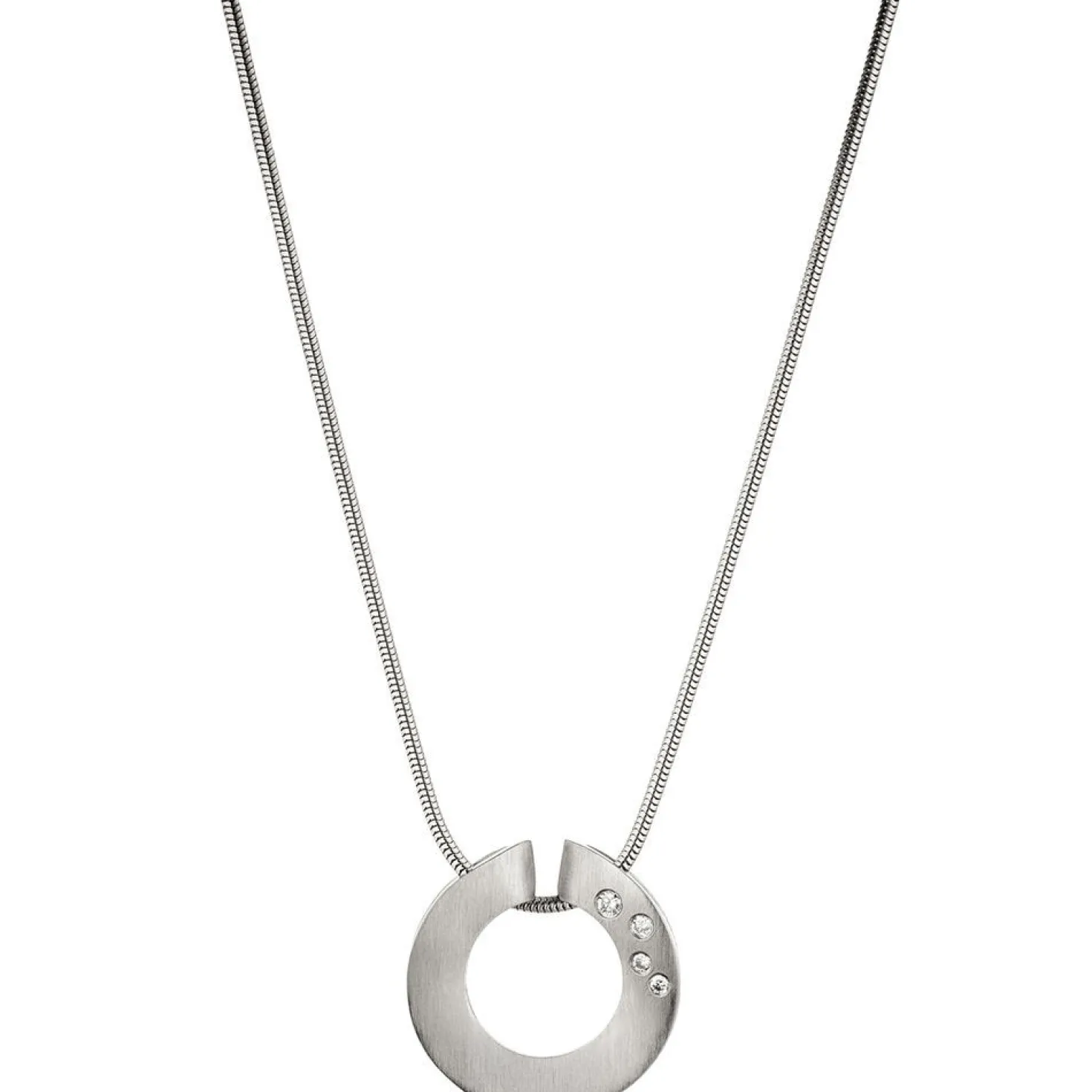 Anhänger durchbrochener Kreis Diamanten 0.06Ct W/SI Brillanten 950 Platin