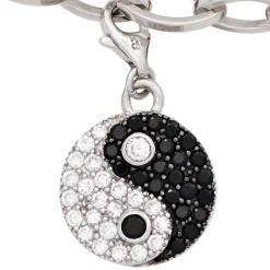Anhänger Einhänger Charm Ying Yang 925 Silber Zirkonia schwarz weiß