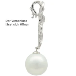 Anhänger Einhänger Perle Muschelkernperle 10 Zirkonia weiß 925 Silber Damen