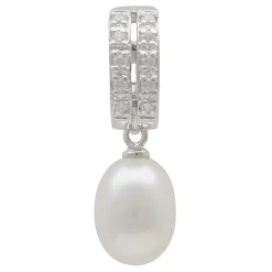 Anhänger Einhänger Süßwasser Perle 11mm & 10 Zirkonia weiß 925 Silber Damen