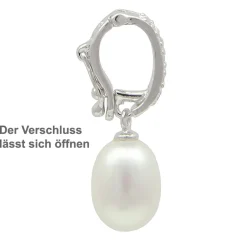 Anhänger Einhänger Süßwasser Perle 11mm & 10 Zirkonia weiß 925 Silber Damen
