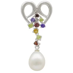Anhänger Einhänger Süßwasser Perle & multicolor Edelsteine 925 Silber Damen